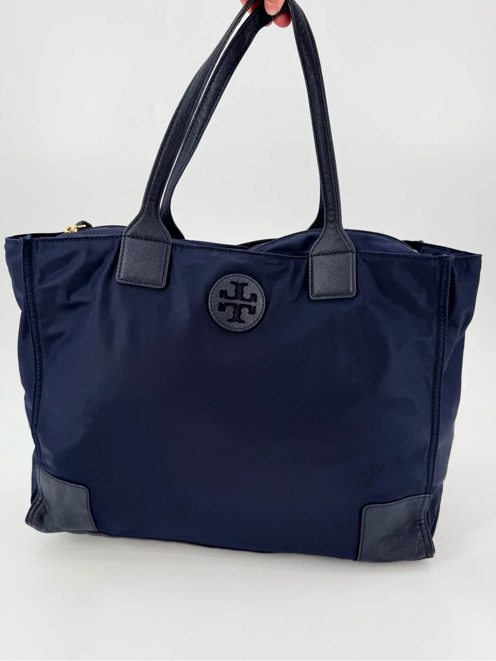 Tory Burch Ella Packable Lightweight Tote Blue Nylon Shopper Bag